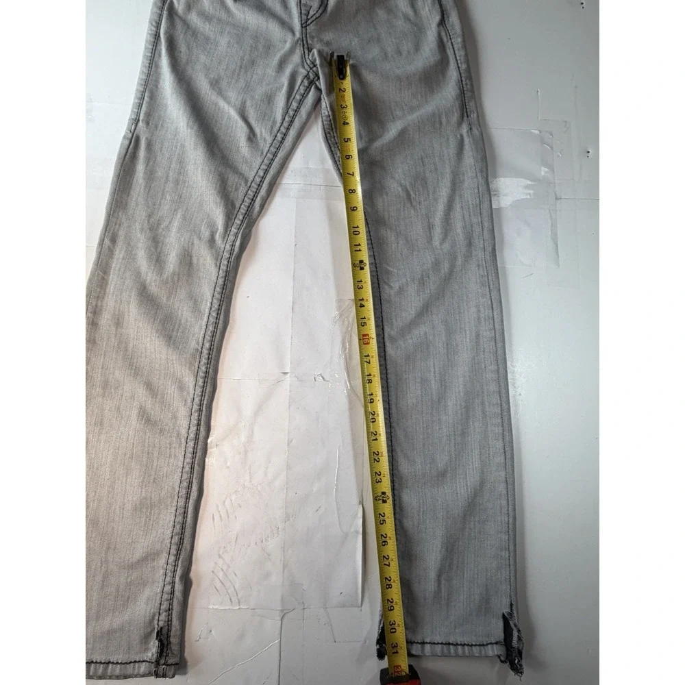 True Religion Ricky Straight Jeans M 30/31 Gray Contrast Stitch U2K Distressed
